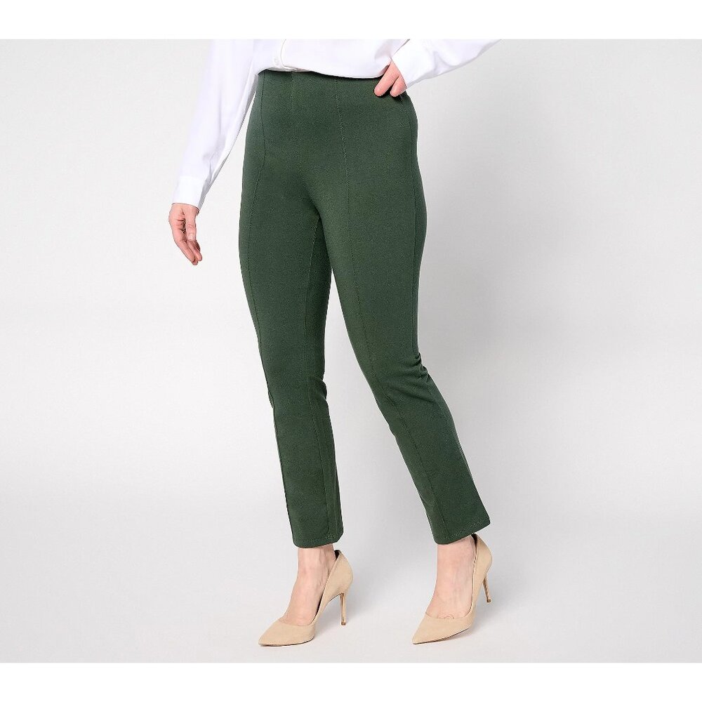 Women with Control Pant Size 2XP Pull On Ankle 86/14 Baby Bell Pants Olive Green